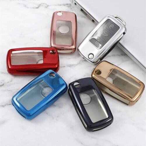 360° Protection TPU Car Key Case For VW Key Cover Anti-wear Transparent Key Shell For VOLKSWAGEN B5 B6 Golf 4 5 Jett Mk6 Tiguan