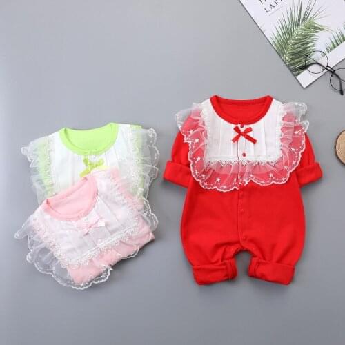 Baby boys girls Romper Sweet Princess Long Sleeve Lace Designer Newborn Spring Fall Cotton Sleeping Pajama Clothing