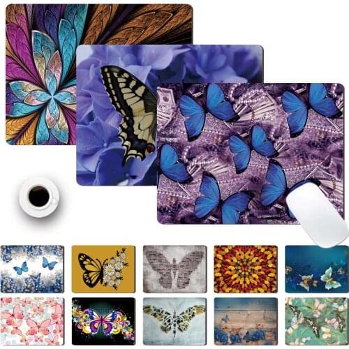 Smooth Waterproof PU Leather Computer Mouse-pad Smooth Game Laptop Mouse Pad Butterfly Pattern Durable Game Mouse Mat