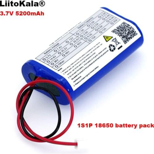 LiitoKala 3.7V 5200mAh 18650 Lithium Battery Pack Fishing LED Light Bluetooth Speaker 4.2V Emergency DIY batteries+2P plug