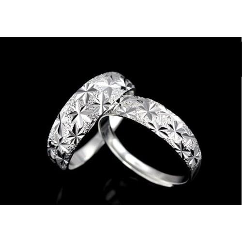 Couples Rings Set For Men Women S925 Sterling Silver Full Star Ring Adjustable Wedding Band Engagement Jewelry Accessories