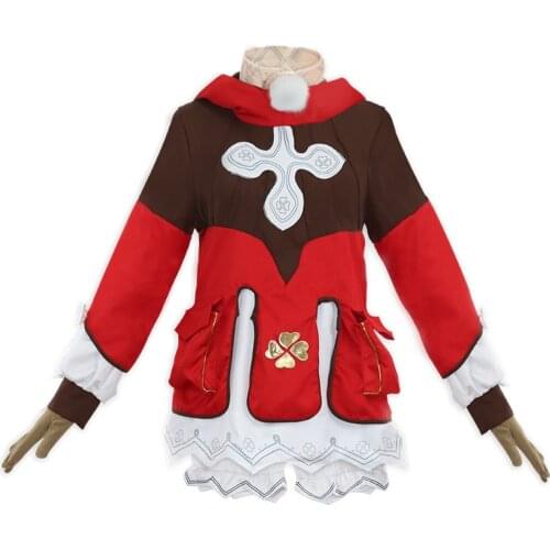 Genshin Impact Klee Cosplay Costume Loli Game Uniform Women Halloween Carnival Party Outfit Dress+Pants+Ear+Scarf+Hat+Gloves