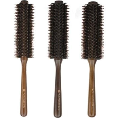 Natural Wood Round Barrel Bristle Hair Comb Hair Brush Round Curling Combs For Short to Long Hair Detangler Brush