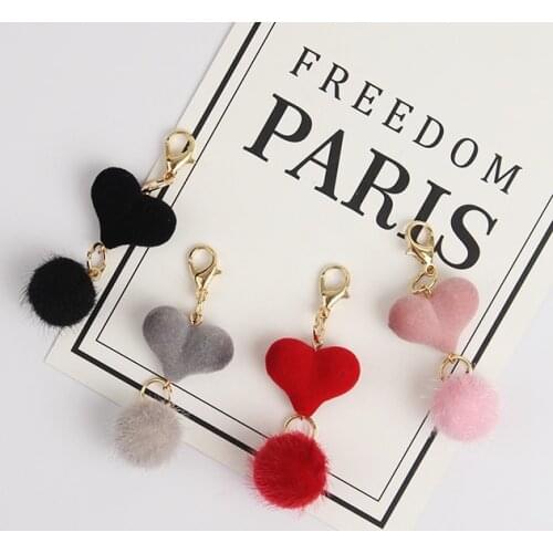Korean Styles Peach heart pompom fashion Love pendant Phone pendant Jewelry accessories
