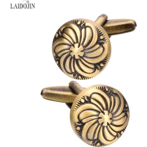 LAIDOJIN High Quality Classic Round Bronze Cufflinks for Mens Suit Shirt Cuff Business Cuff links Brand Male Gift