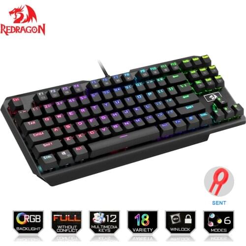 Redragon USAS K553 RGB LED Backlit 87 keys Anti-ghosting Mechanical Gaming Keyboard for Gamer Outemu Blue Switches-Ghosting