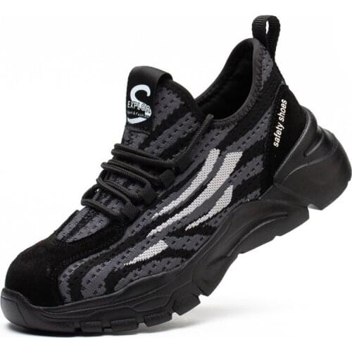 Mens Work Safety Boot Summer Breathable Mesh Work Shoes Indestructible Male Boots Puncture Proof Steel Toe Safety Shoes