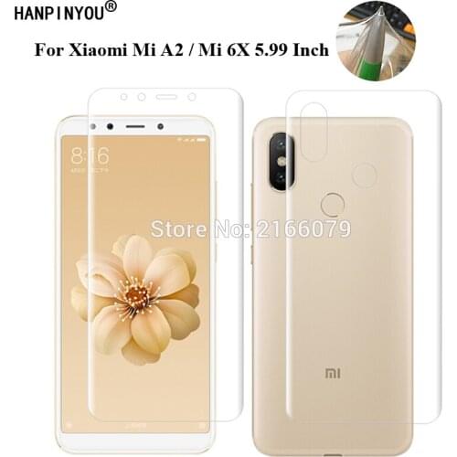 For Xiaomi Mi A2 / Mi 6X 5.99" Soft TPU Front Back Full Cover Screen Protector Transparent Protective Film + Clean Tools