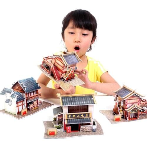 3D Paper Model Making Diy Miniature Dollhouse Kit Chinese Architecture Doll House Furniture Kids Toys New Years Gift For Girls