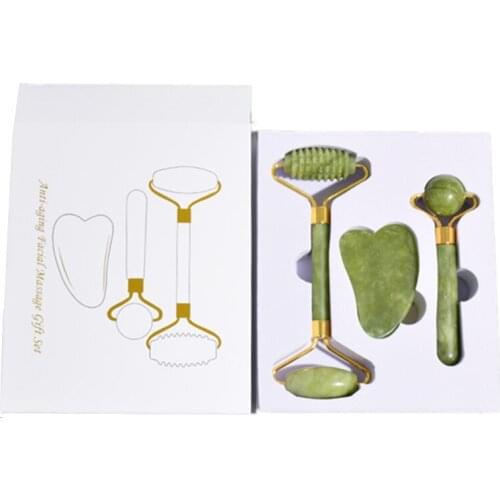 New Quality Jade Roller Gua Sha Massage Ball Set with Box Massager for Face Facial Roller Beauty Skin Care Tools Face Massagers