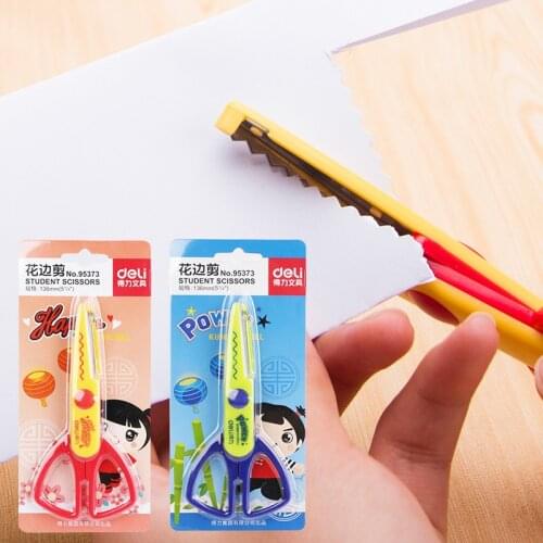 Lace scissors wave childrens scissors handmade stationery does not hurt hands 136mm 95373 cute cartoon stationery