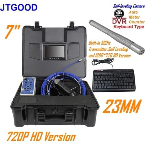 512 Hz Transmitter Self Leveling 720P HD Version 23MM Camera 7 Inches DVR Meter Counter Pipe Inspection Camera Sewer Drain Kit