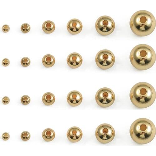 18k Gold Plated Round Spacer Beads Ball End Bead Copper Loose Beads For DIY Jewelry Making Findings Accessories 2.5/3/4/5/6/8mm