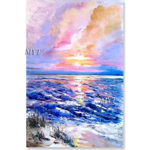 Modern Seascape Picture 100% Hand-painted Sunset Scenery Oil Painting No Frame Wall Hanging Art Home Showpieces Canvas Artwork