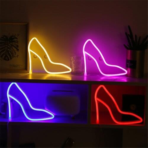 Led Neon Sign Light Shoe Shape Wall Word Poster Background Room Shop Wedding Christmas Decor Decoration For Bedroom