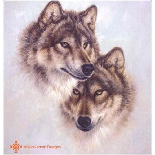Embroidery Counted Cross Stitch Kits Needlework - Crafts 14 ct DMC color DIY Arts Handmade Decor - Wolf Couple