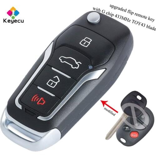 KEYECU Replacement Upgraded Folding Remote Key - 433MHz Frequency G Chip TOY43 Blade - FOB for Toyota Aurion 2006-2011 Autralia