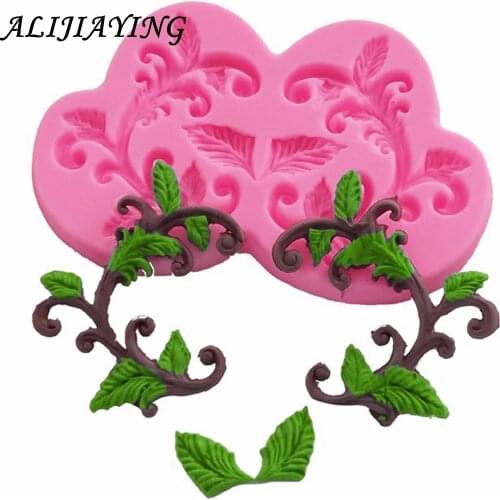 1Pcs DIY Cake Border Silicone Flower Vine Leaves Fondant Cake Decorating Tools Chocolate Gum Paste Clay Candy Molds D0943