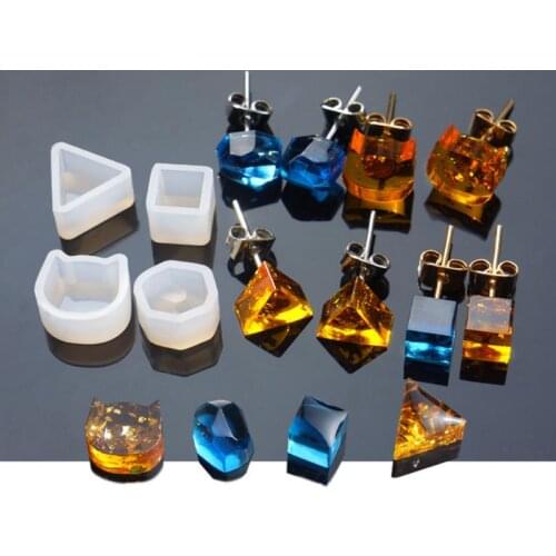 1 pcs Silicone Ear Stud Mold DIY Making Jewelry Geometry Silicone Casting Mould Cute Cat Head Shape Ear Jewelry Mold Equipment