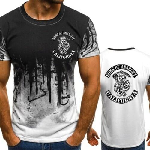 2021 summer sons of anarchy Gang T-Shirt Size S-3XL MenS Anime Biker T Shirt Fashion Rock Punk Short Sleeves Cotton