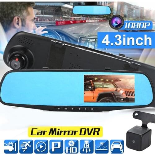 2021 New 4-3 inch 1080P Dual Lens Car Auto DVR Mirror Dash Cam Recorder Rear View Camera Kit Car Electronics