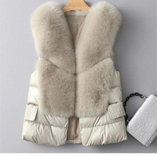 2021 Winter Korean Fashion Thick Warm Slim V-Neck Casual Splicing Faux Fur Vest Women Sleeveless Jacket Fur Coat Waistcoat Y40