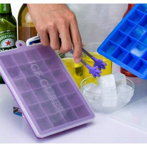 24 Holes Square Ice Cube Tray with Lid Large Silicone Popsicle Mold Kichen Accessories Complementary Food Cheese Jelly Mold