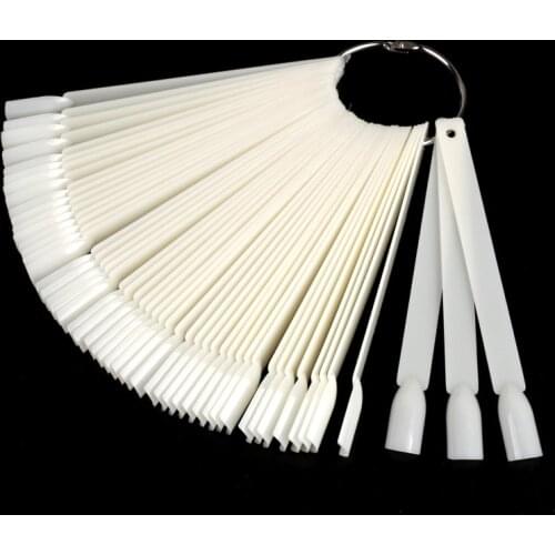 50pcs/Set False Nail Tips Color Card Fake Nail Manicure Acrylic UV Gel Polish Practice Display Fan Clear White Pink Design Tools
