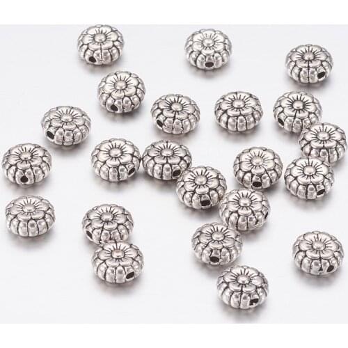 Tibetan Style Antique Silver Plated Flower Beads for Mothers Day Gifts Making, Lead Free & Nickel Free & Cadmium Free