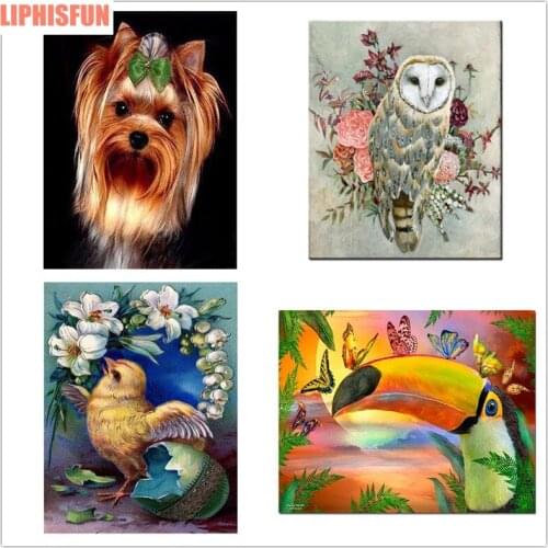 5D DIY Diamond Painting Yorkshire Terrier Owl Bird Flower Cross Stitch Needlework Home Decor Full Rhinestone Diamond Embroidery