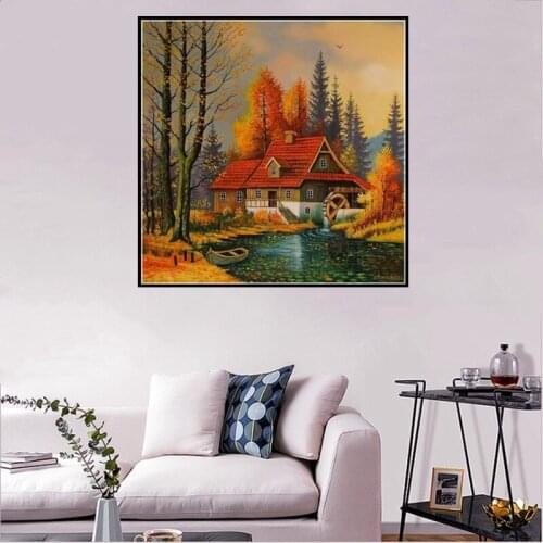5D DIY Diamond Painting Diamond Embroidery Scenery Diamond Painting Landscape Rhinestones Pictures Cross Stitch Mosaic House
