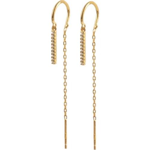 925 Silver Chain Piercing Drop Earring Long Chains Thread Pin Jewelry