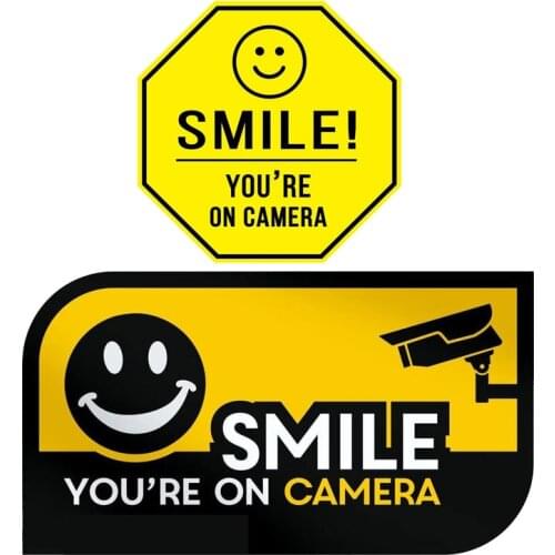 Smile You're on Camera Security CCTV Warning Signs Car Sticker Decal KK Vinyl Decor Rear Windshield Motorcycle Off-road Laptop