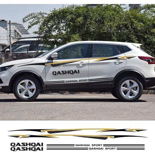 2pcs Car Sticker For Nissan Qashqai Vinyl Film Automobiles Waterproof Sport Styling Auto Side Skirt Decal Car Tuning Accessories