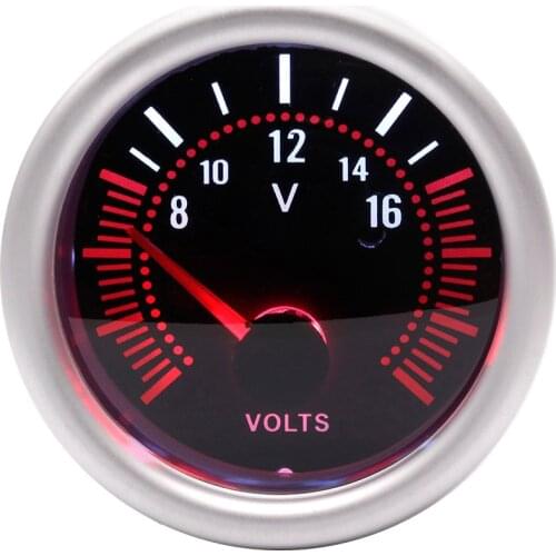 Car Auto Volts Gauge 8-16V 2" 52mm Universal White LED Smoke Len Voltmeter Volt Voltage Gauge Meter Digital