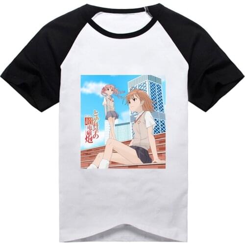 A Certain Scientific Railgun T tshirt Misaka Mikoto Shirai Kuroko Printing T-shirt Round collar short sleeve Tee Unisex casual