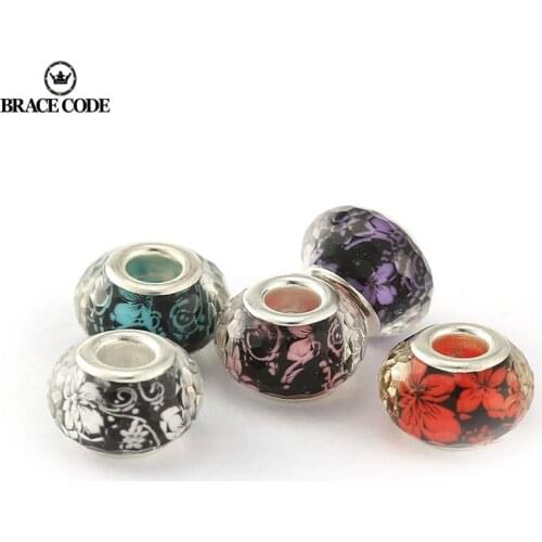 2Pcs/Lot Resin Glossy Inner Flower Bauhinia Big Hole Beads DIY Accessories Loose Beads European Style Brand Women Accessories