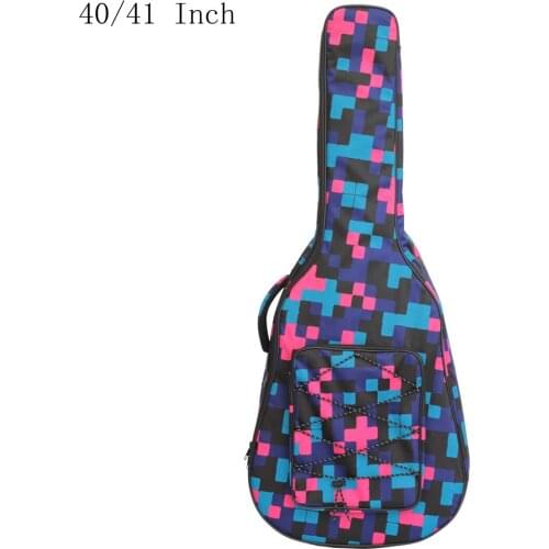 40 / 41 Inch Tartan Printed Folk Acoustic Guitar Case Gig Bag Double Strap Canvas Pad 10mm Cotton Thickening Soft Cover Backpack