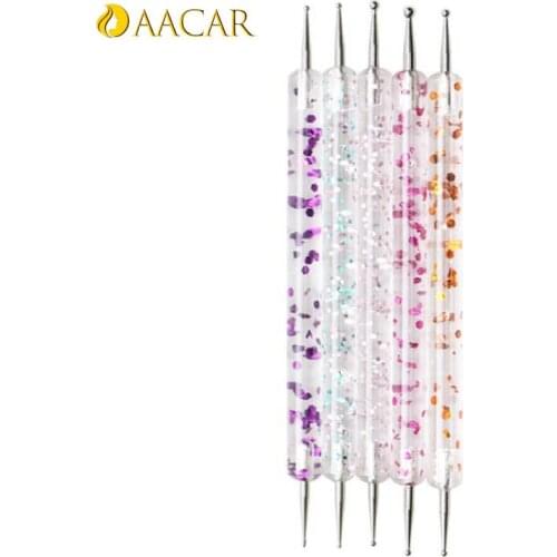 5Pcs/lot 2 Ways Dotting Tool Nail Painting Pen Marbleizing Nail Art Pen For Charm Manicure DIY Decoration Supply