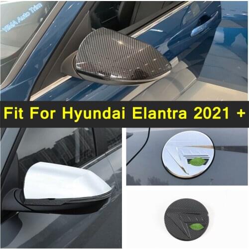 Lapetus Gas Tank Oil Fuel Cap Covers / Outer Door Rearview Mirror Anti-rub Rubbing Cover Trim ABS Fit For Hyundai Elantra 2021