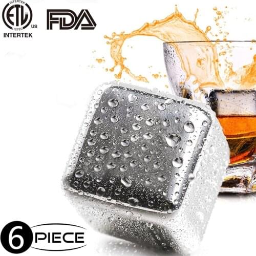 Stainless Steel Whisky Ice Cubes, Reusable Chilling Stones with Tongs for Whiskey Wine, Vodka, Liqueurs, White Wine,Gift for Men