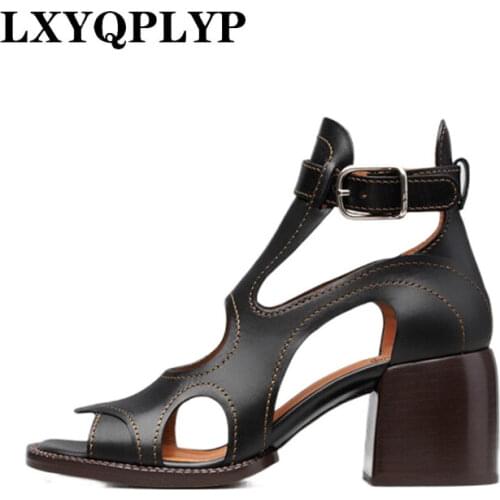 Summer Black Platform Sandals Chunky Block Heels Punk Shoes Gothic Ladys Sandalias Rome Womens Gladiator Sandal Platform
