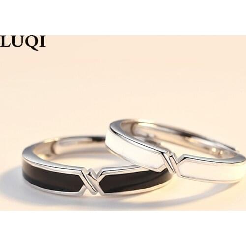 Fashion Couple S925 Silver Plated Epoxy Carrying Personality Adjustable Ring Love Anniversary Gift J101
