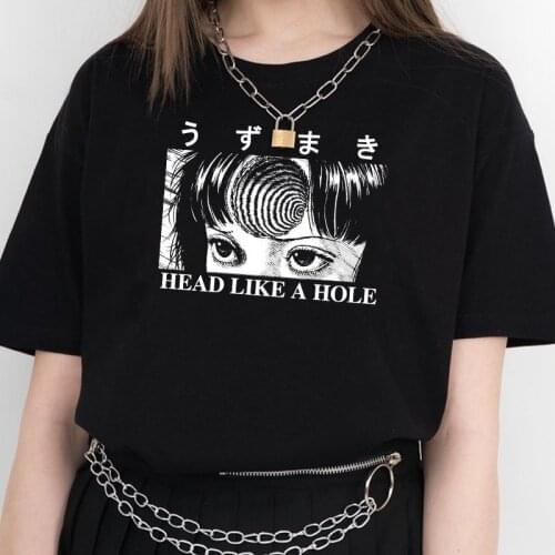 Hillbilly New Fashion Woman Tshirts HEAD LIKE A HOLE Graphic T Shirt Gothic Japanese Style Vogue T Shirt Casual Mujer Camisetas