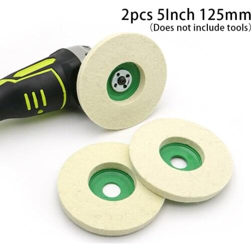 2pcs 5 Inch 125mm Wool Polishing Wheel Buffing Pads Angle Grinder Wheel Felt Polishing Disc For Metal Marble Glass Ceramics