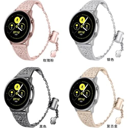 Bling Rhinestone Floral Strap For Samsung Galaxy Watch 46mm 42mm Band Stainless Steel Watchbands with Adjustable Metal Buckle