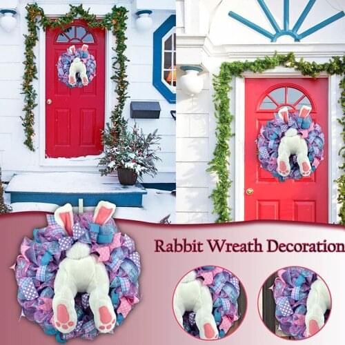 HAPPY EASTER Party Door Hanging Sign Easter Thief Bunny Butt With Ears For Home Decor Easter Wreath Supplies Crafts Ornaments