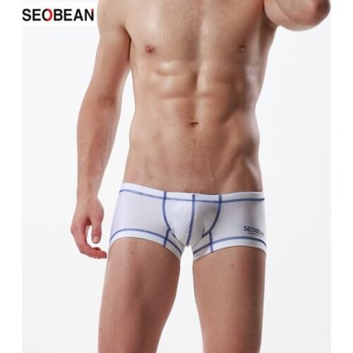 SEOBEAN Japanese and Korean New Style Mens Summer Beach Casual Swimwear Low Waist Fluorescent Mens Sexy Swimming Trunks