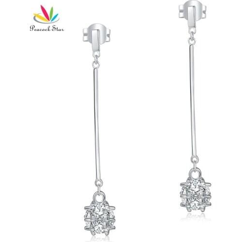 Peacock Star Solid 925 Sterling Silver Earrings Fashion Bridal Bridesmaid Jewelry CFE8156