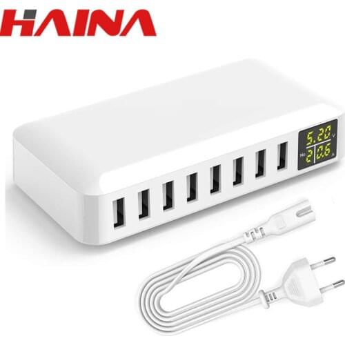 Multi Port USB Charger 5V8A AC Power Adapter Digital Display Desktop Charge 8 USB Wall Charge Official Charger For iPhone Huawei